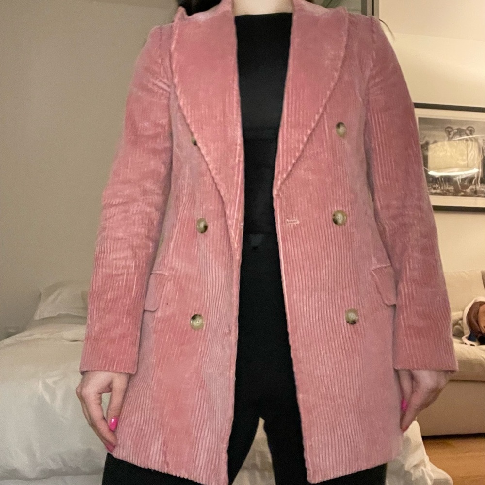 Pink Wilfred Double breasted Corduroy Blazer
